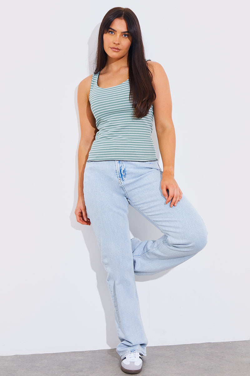 Reversible Stripe Scoop Neck Top