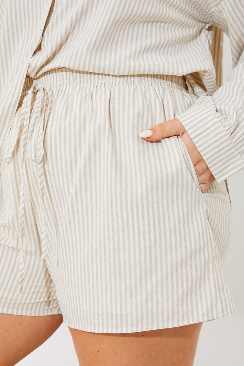 Striped Elasticated Waist Shorts