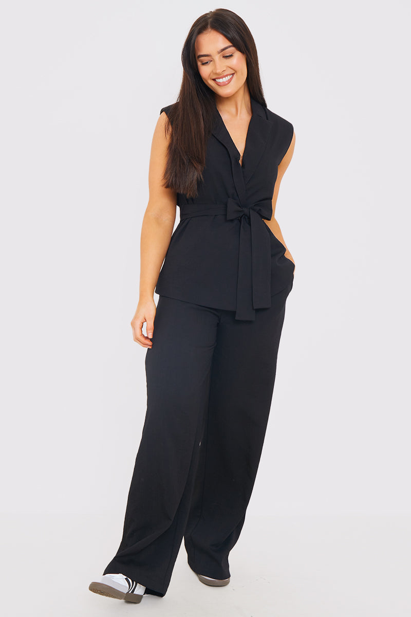Textured Wide Leg Co-Ord Trousers