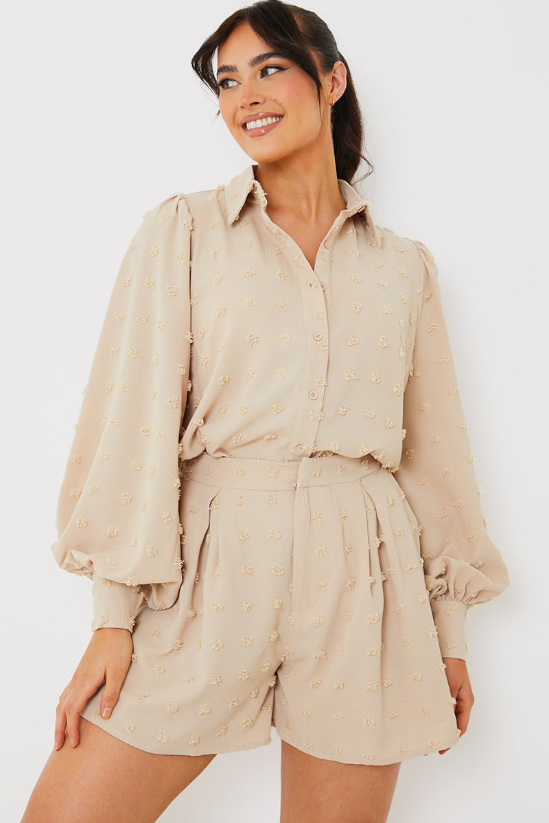 Textured Dobby Detail Co-Ord Shorts