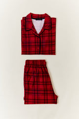 Red Womens Checked Matching Family Pj Set
