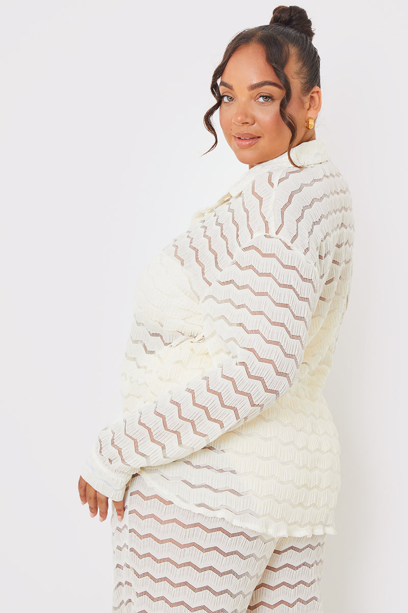 Sheered Chevron Oversized Shirt