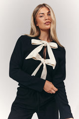 Tie Front Contrast Bow Top