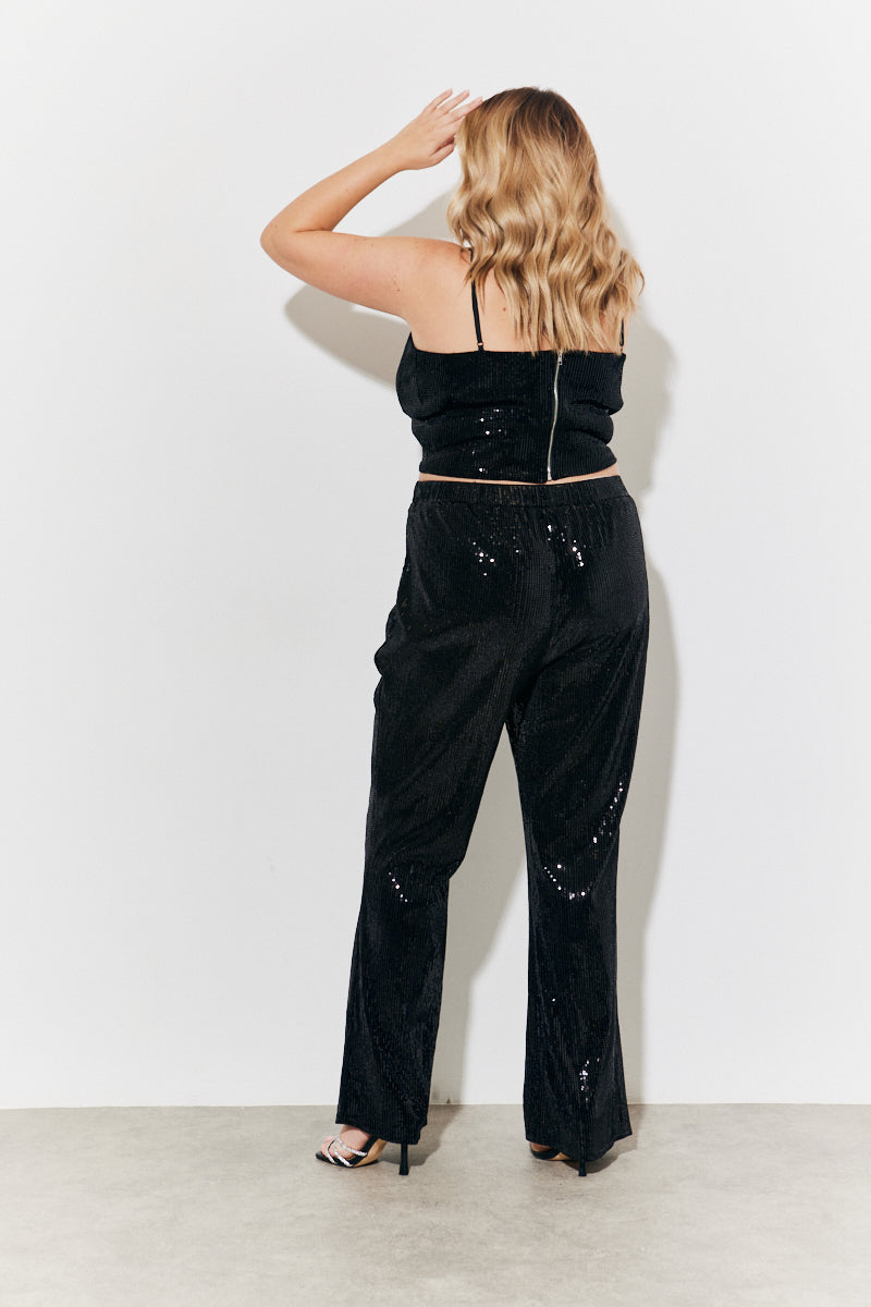 Velvet Sequin Fit and Flare Co-Ord Trouser