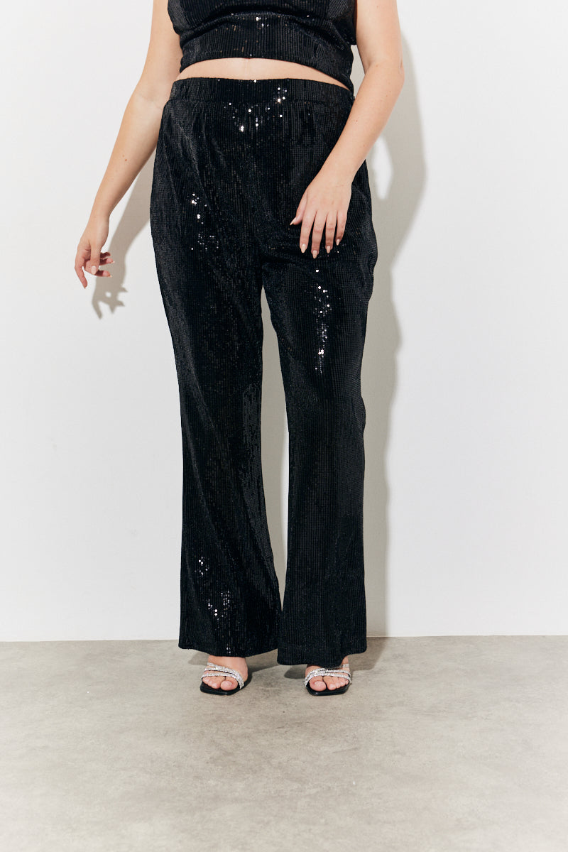 Velvet Sequin Fit and Flare Co-Ord Trouser