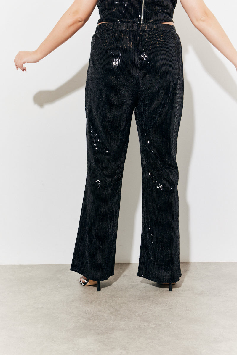 Velvet Sequin Fit and Flare Co-Ord Trouser