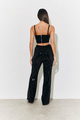 Velvet Sequin Fit and Flare Co-Ord Trouser