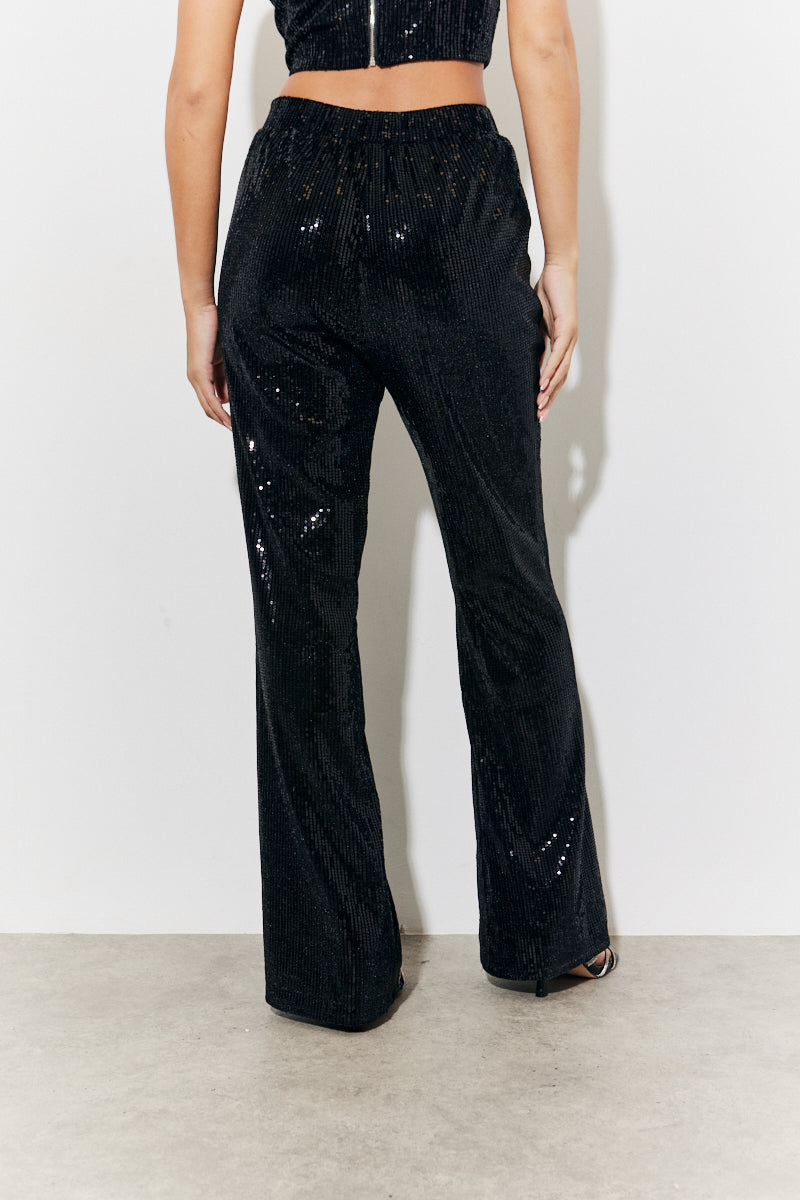Velvet Sequin Fit and Flare Co-Ord Trouser