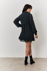 Polka Dot Balloon Sleeve Shirt Dress