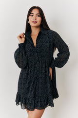 Polka Dot Balloon Sleeve Shirt Dress