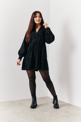 Wrap Front V-Neck Smock Dress