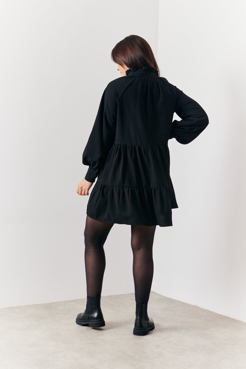 Wrap Front V-Neck Smock Dress