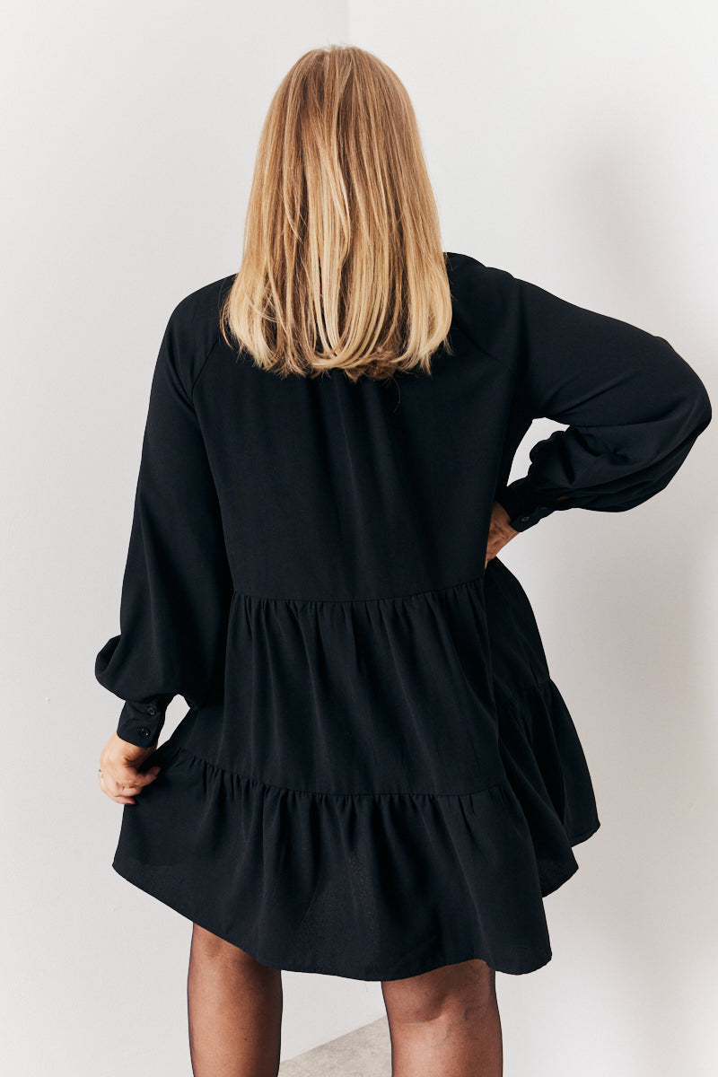 Wrap Front V-Neck Smock Dress