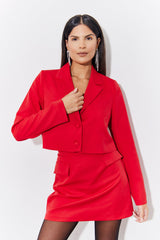 Red Cropped Tailored Blazer