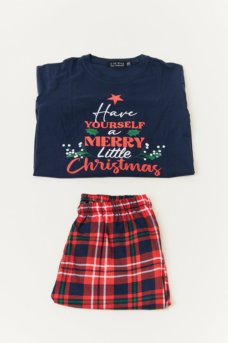 Kids Slogan Print Matching Family Pyjama Set