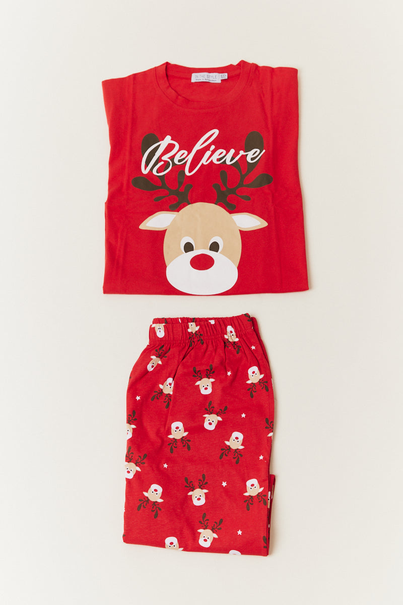 Kids Reindeer Print Matching Family Pyjama Set