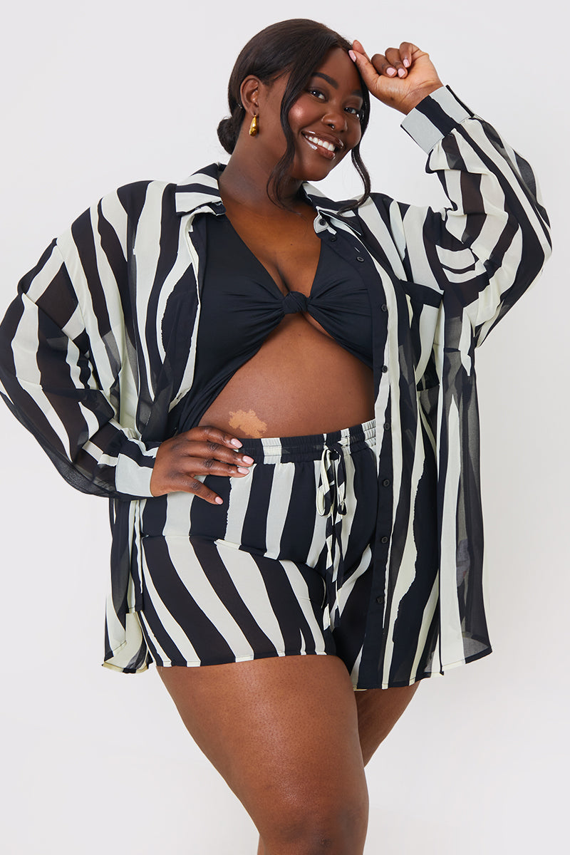 Zebra Print Button up Chiffon Co-Ord Beach Shirt