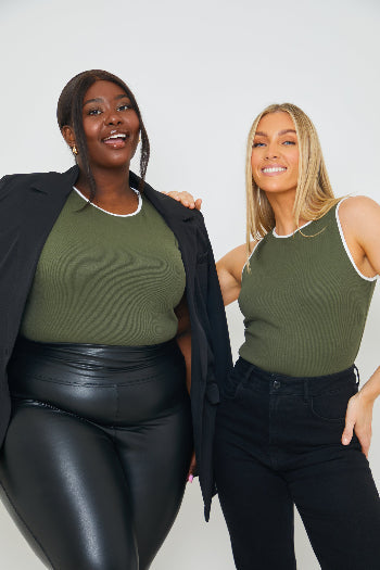 RIB CONTRAST BINDING BODYSUIT