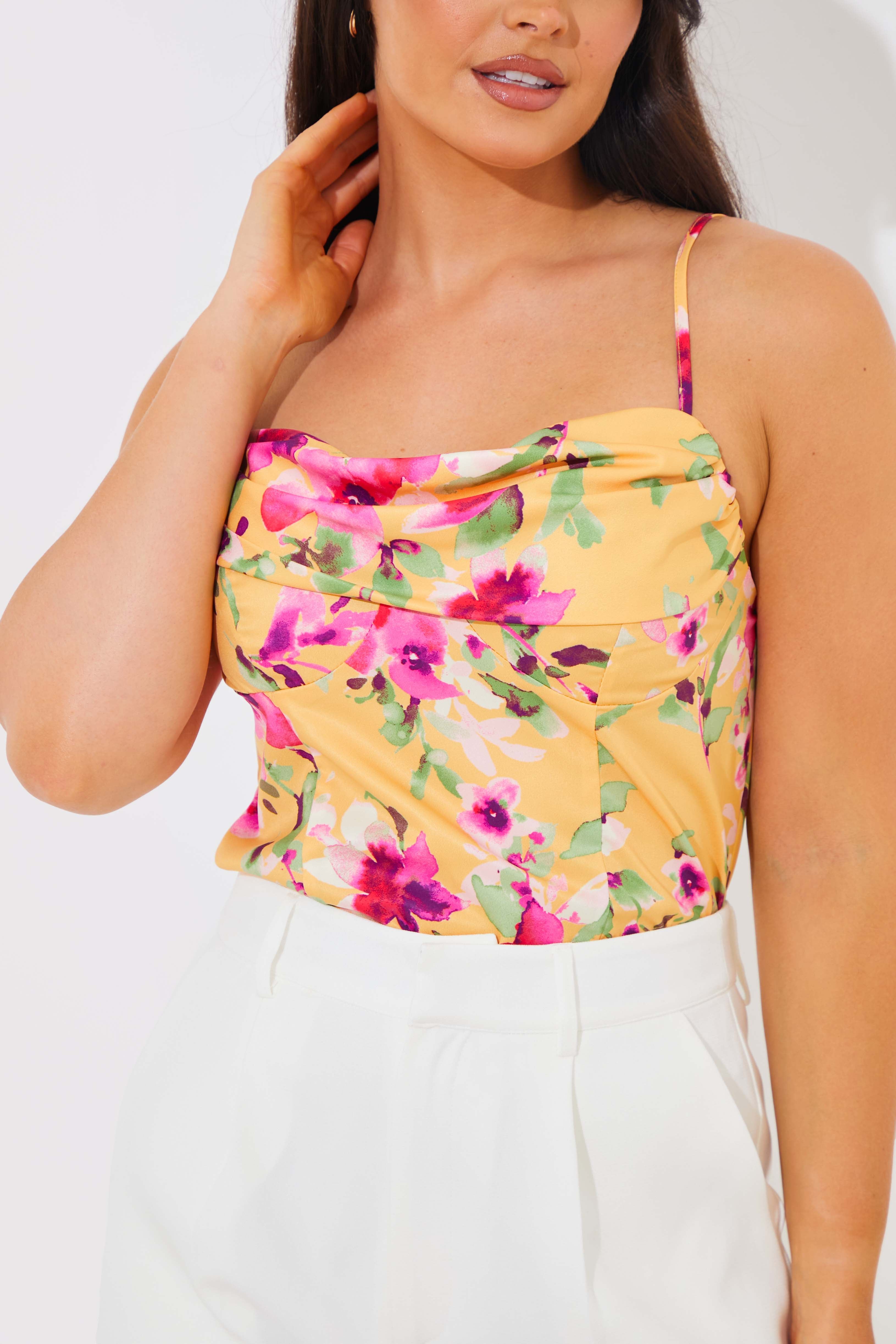 Floral Drape Bodysuit