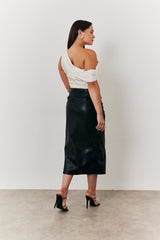 One Shoulder Draped Satin Top