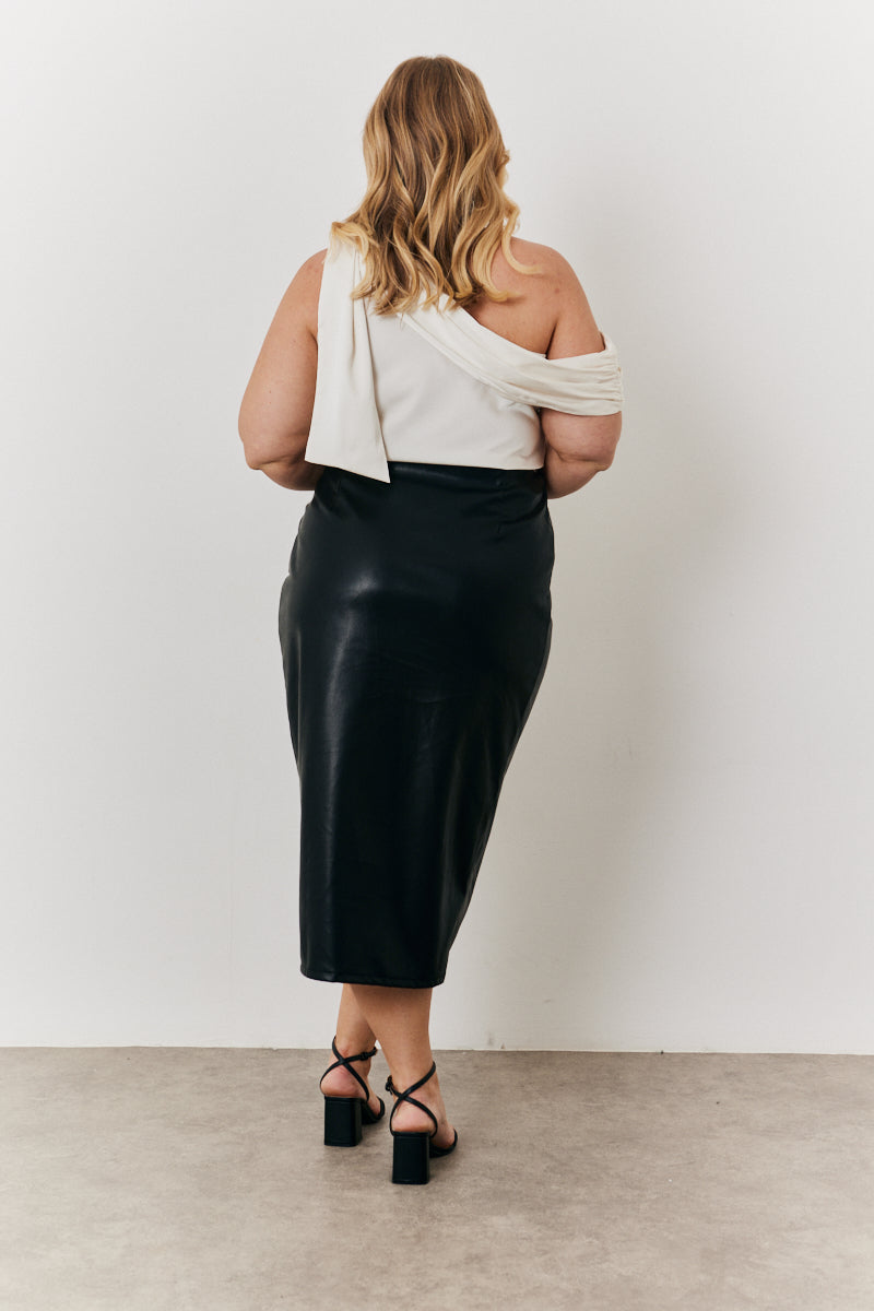 One Shoulder Draped Satin Top