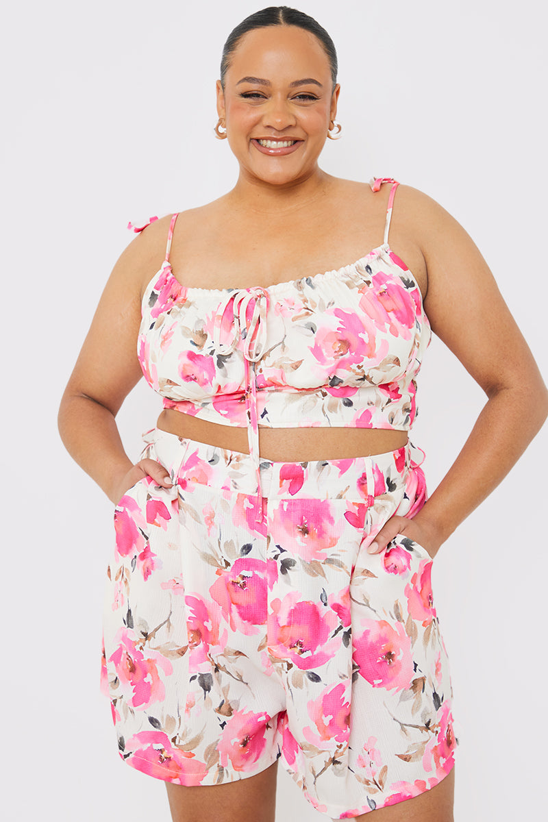 Printed Gathered Bust Co-ord Top