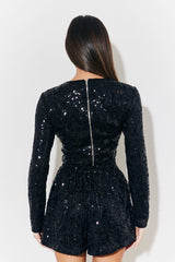 Sequin Lace Curve Hem Top