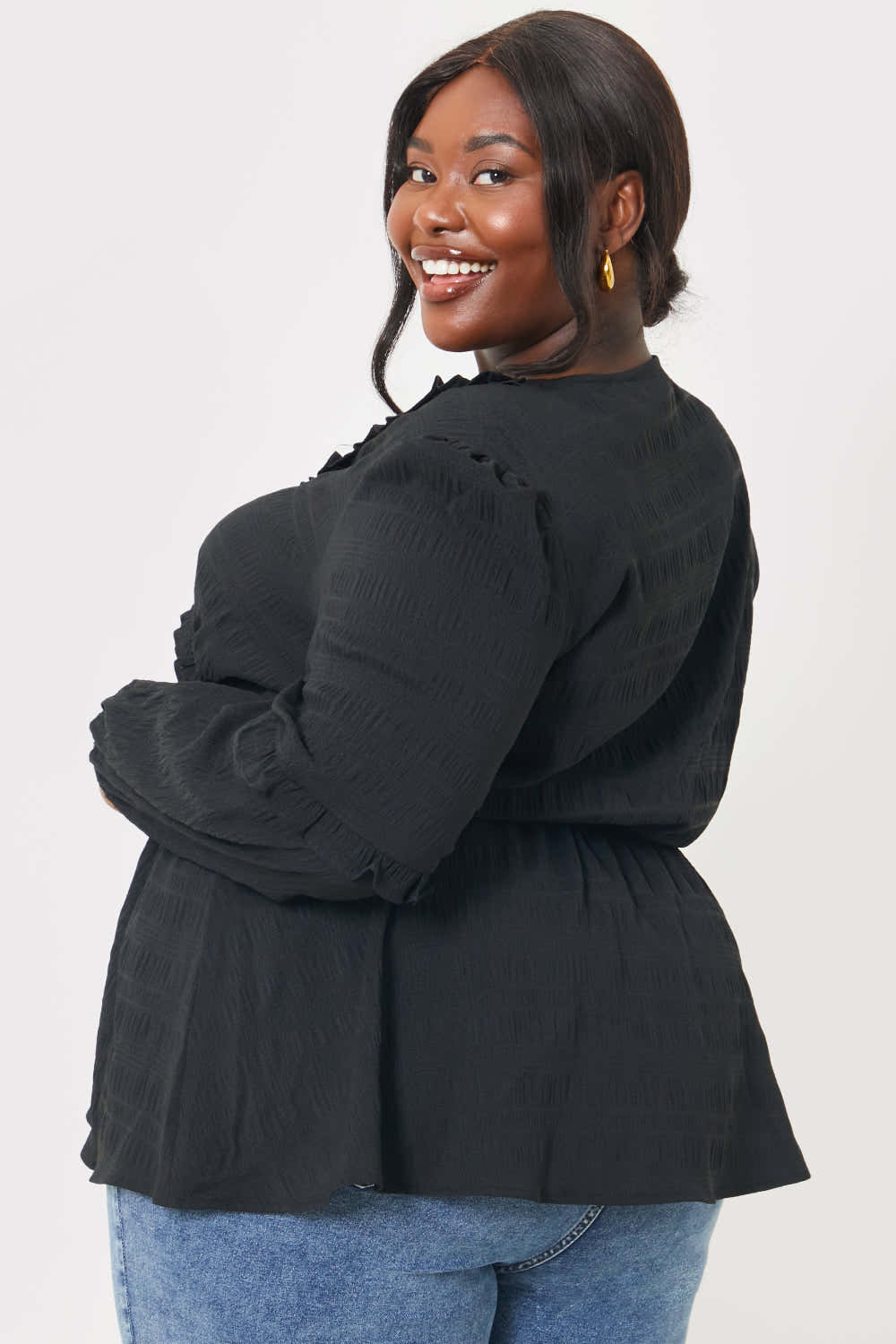 V Neck Frill Detail Blouse