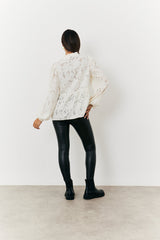 Jacquard Balloon Sleeve Blouse