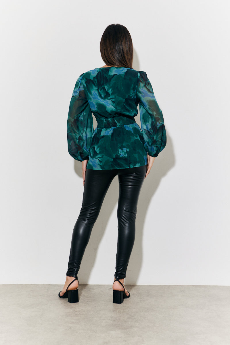 Ruched Printed Blouse