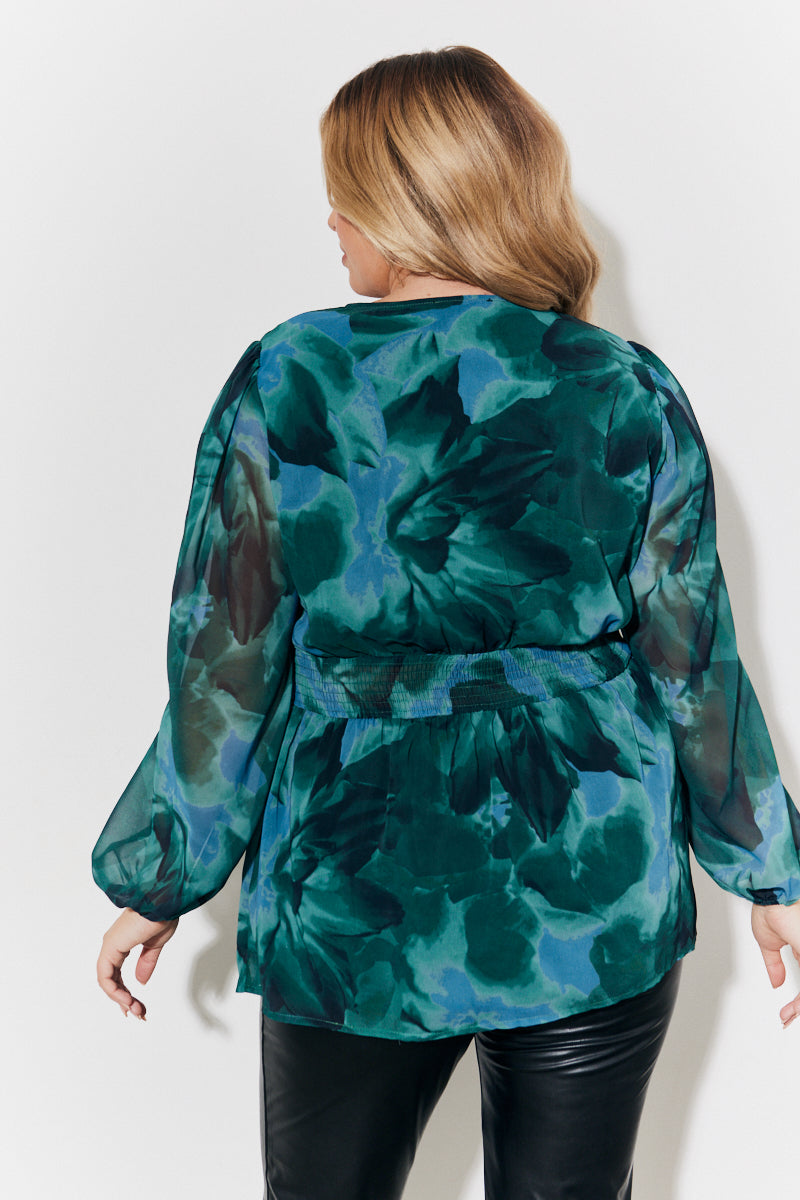 Ruched Printed Blouse