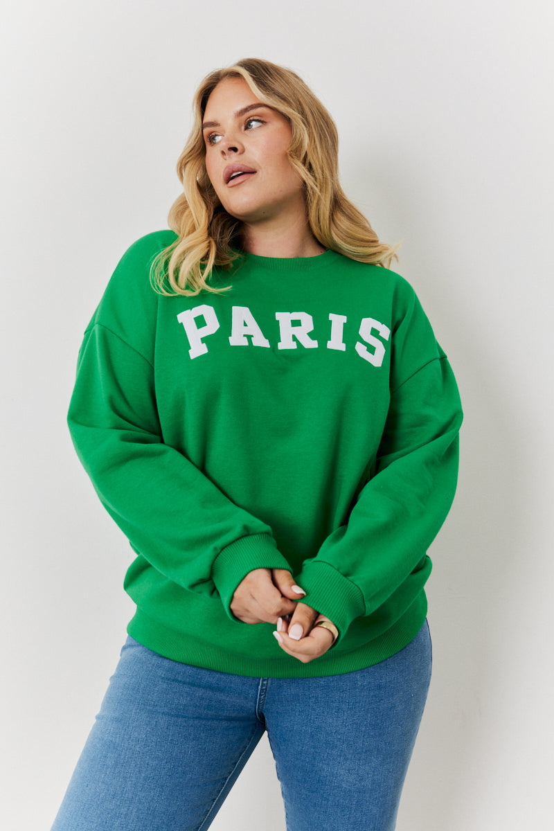 Paris Embroidered Slogan Sweatshirt