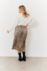 Leopard Wrap Midi Skirt