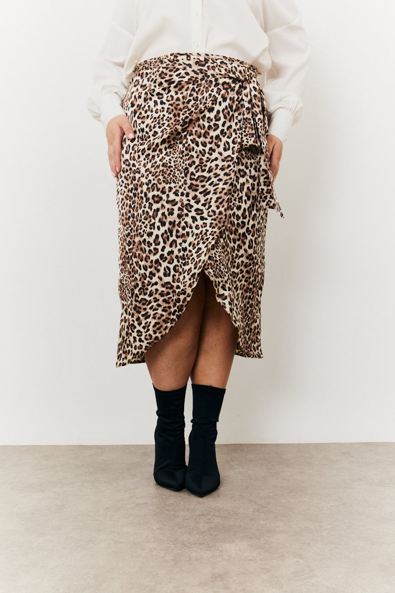 Leopard Wrap Midi Skirt
