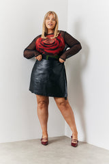 Wrap Leather Look Mini Skirt