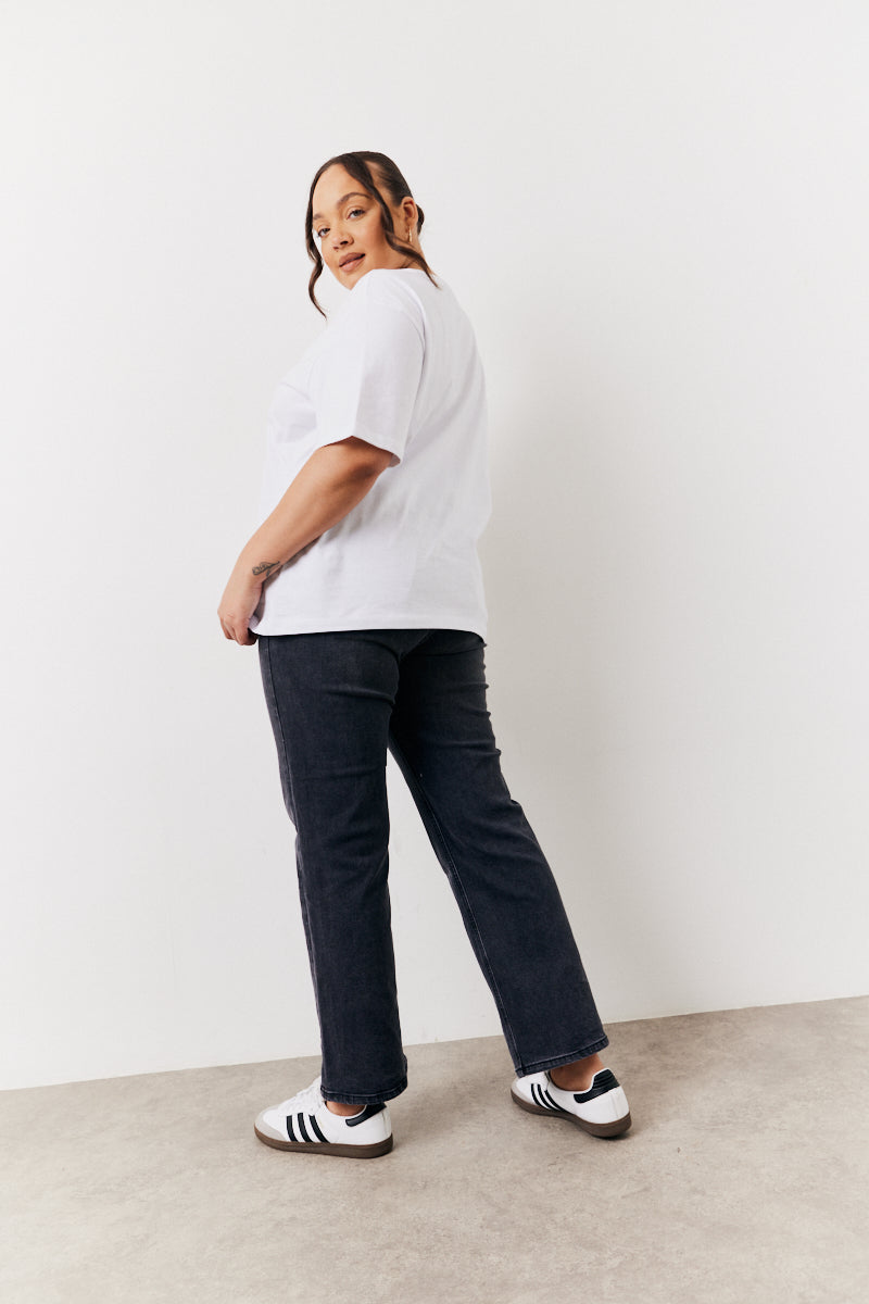 Washed Black Straight Leg Jeans