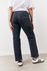 Washed Black Straight Leg Jeans