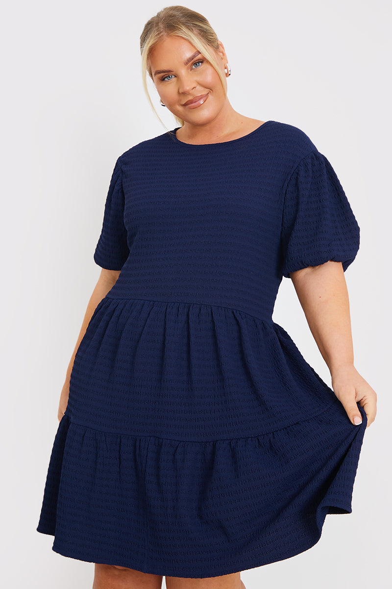 Textured Seersucker Smock Dress