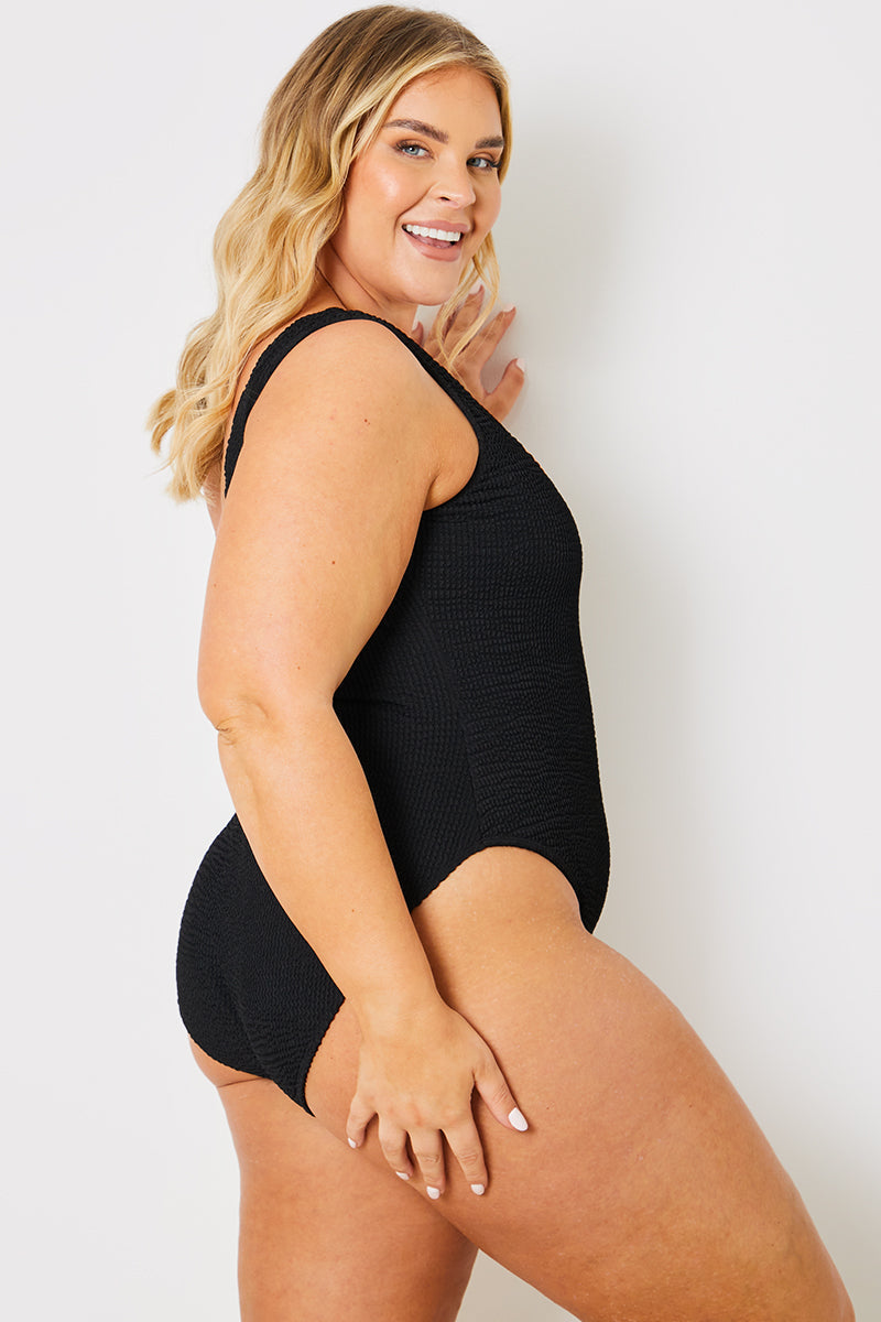 Control Crinkle Scoop Neck Swimsuit
