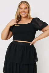 Shirred Bodice Dobby Co-Ord Crop Top