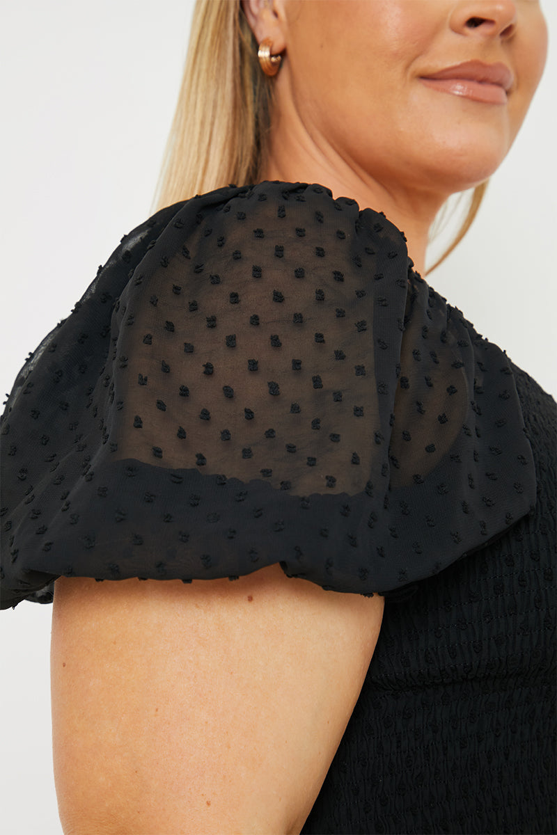 Shirred Bodice Dobby Co-Ord Crop Top