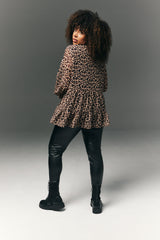 Pussybow Tiered Animal Print Blouse