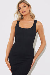 Recycled Ribbed Scoop Neck Midi Dress