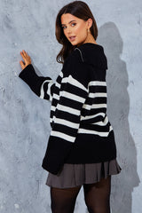 Stripe Knit Half Zip Jumper