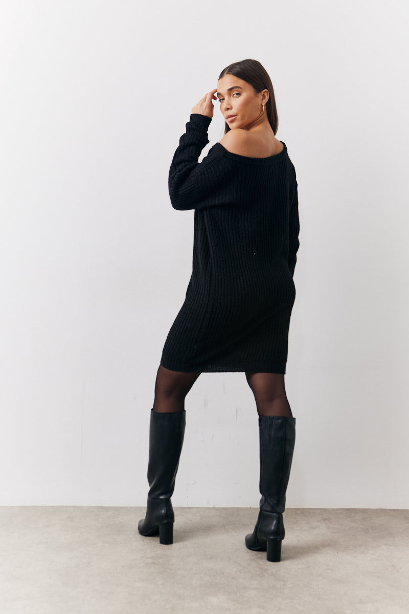 Off The Shoulder Knitted Dress