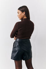 High Neck Variegated Rib Knit Top