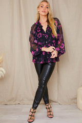 Ruffle Puff Sleeve Blouse