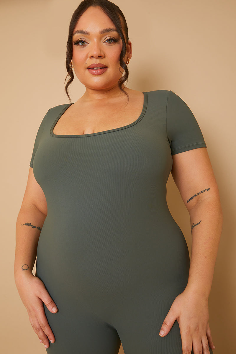 Built-In Bra Short Sleeve Sculpt and Control Unitard