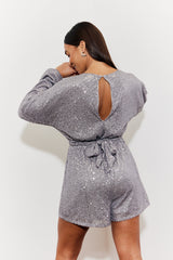 Sequin Multi Front Knot Playsuit