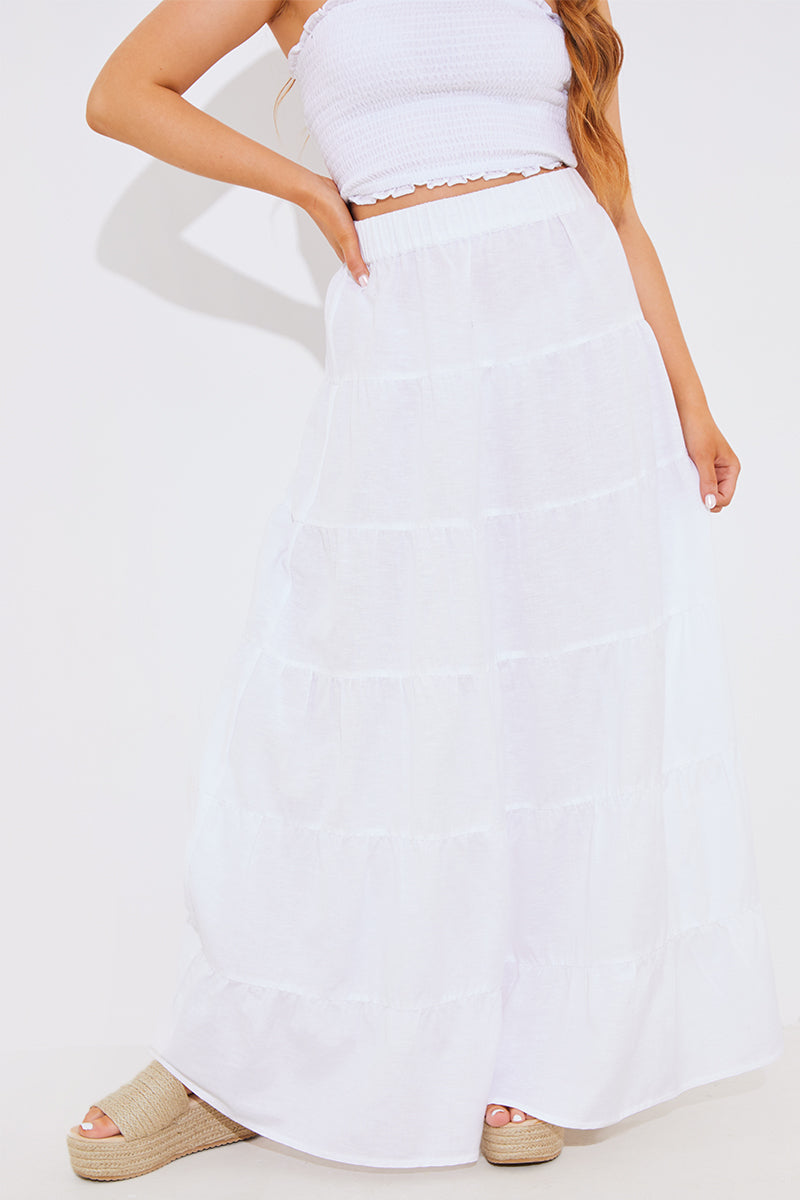 Tiered Linen Look Maxi Co-Ord Skirt